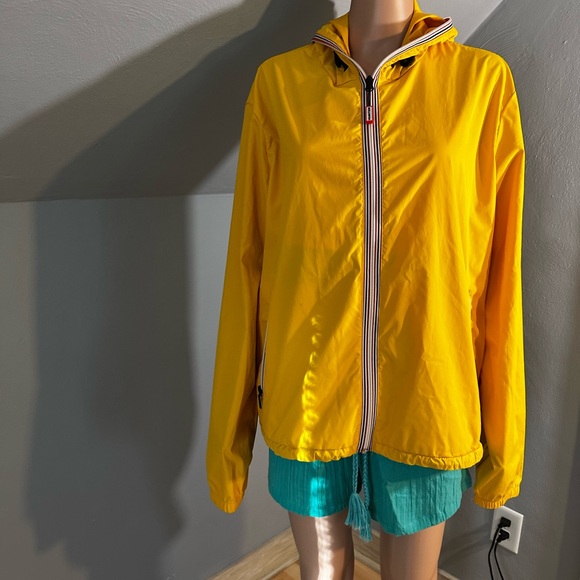 Hunter Rain Jacket Yellow Hooded Zip Front Waterproof Coat Size XL EUC - Picture 1 of 3
